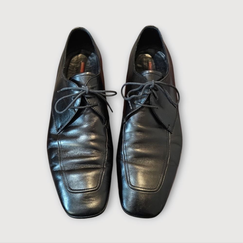 Prada Men's Black Leather Oxford Dress Shoe Loafer